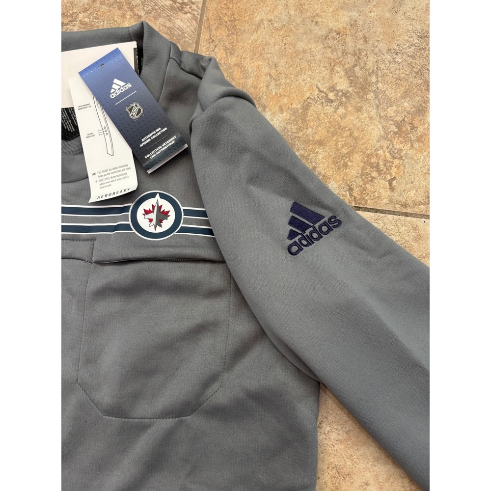 Adidas Winnipeg Jets NHL Aeroready Crewneck Sweatshirt Mens Medium Grey GI5739 - Picture 7 of 8